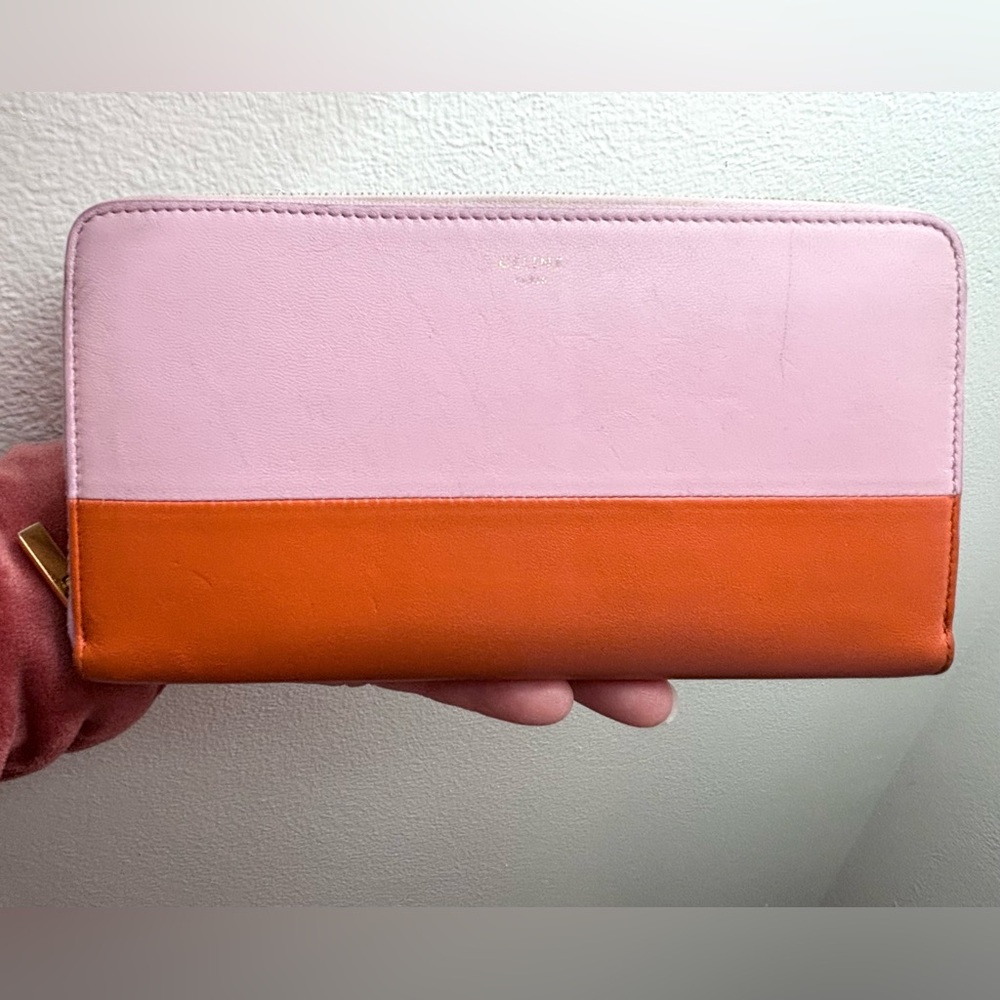 Céline Pink and Orange Wallet w/COA, VGUC.